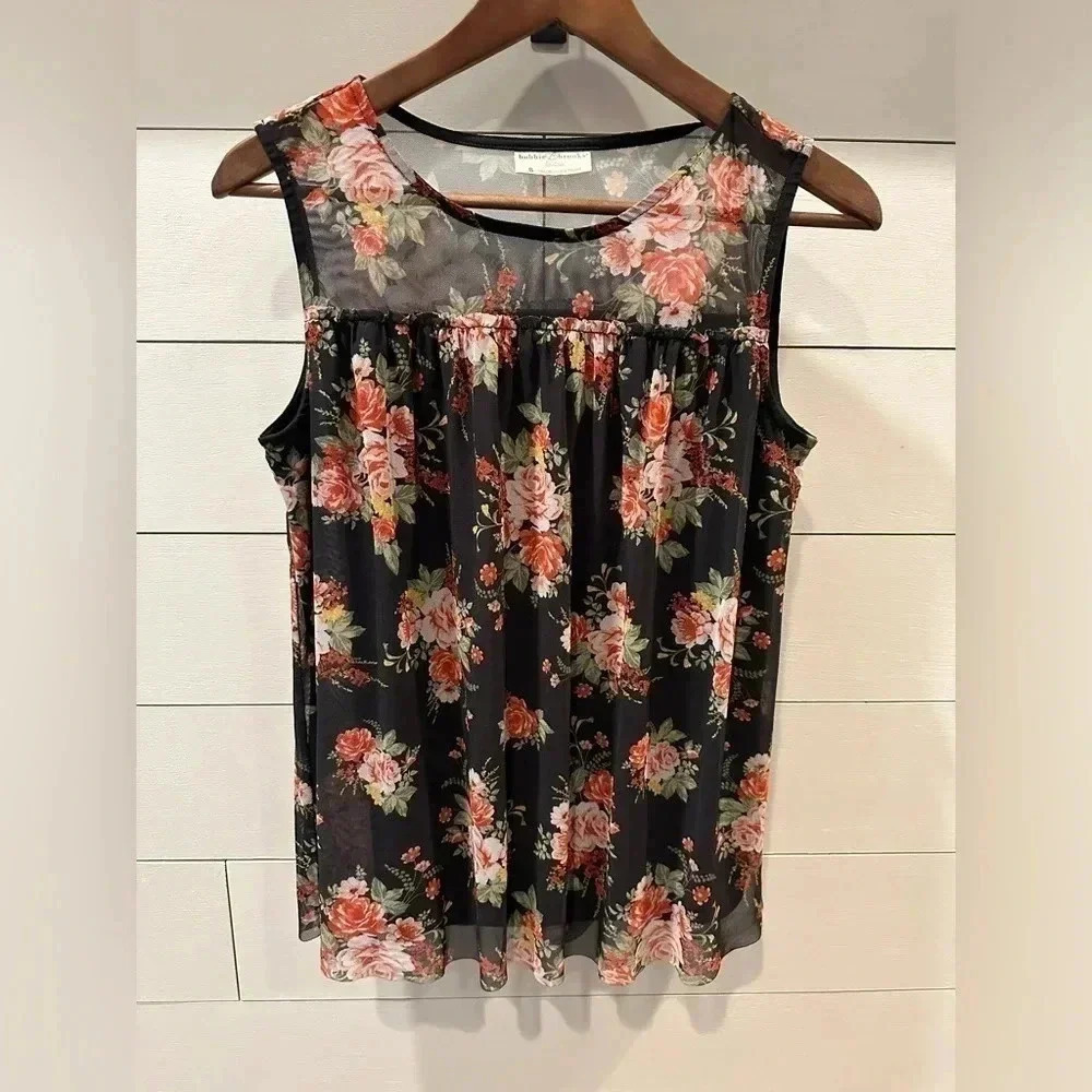 Bobbie Brooks Floral Mesh Boutique Blouse- size small